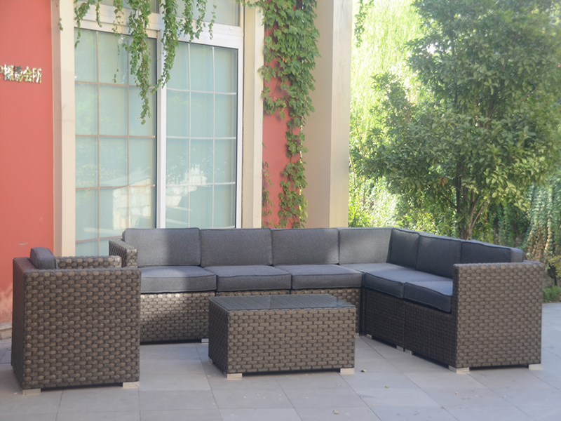 مجموعة أريكة الروطان ، الأثاث الفراغ للألومنيوم حديقة 8pcs YQR-468